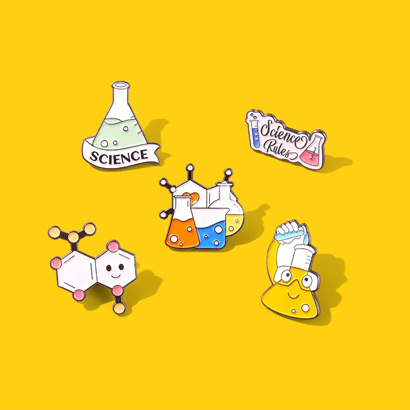 

Experiment Flask Beaker Science Series Brooch Gene Chain Badge Soft Enamel Pins Brooch for Jewelry Accessory