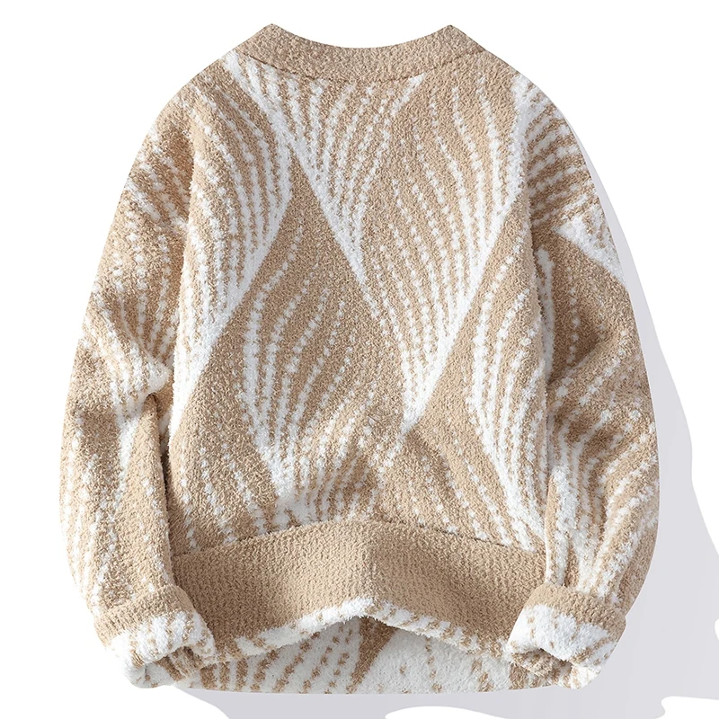 Мужские модные свитера в полоску 2024 осень/зима Свободная трикотажная одежда