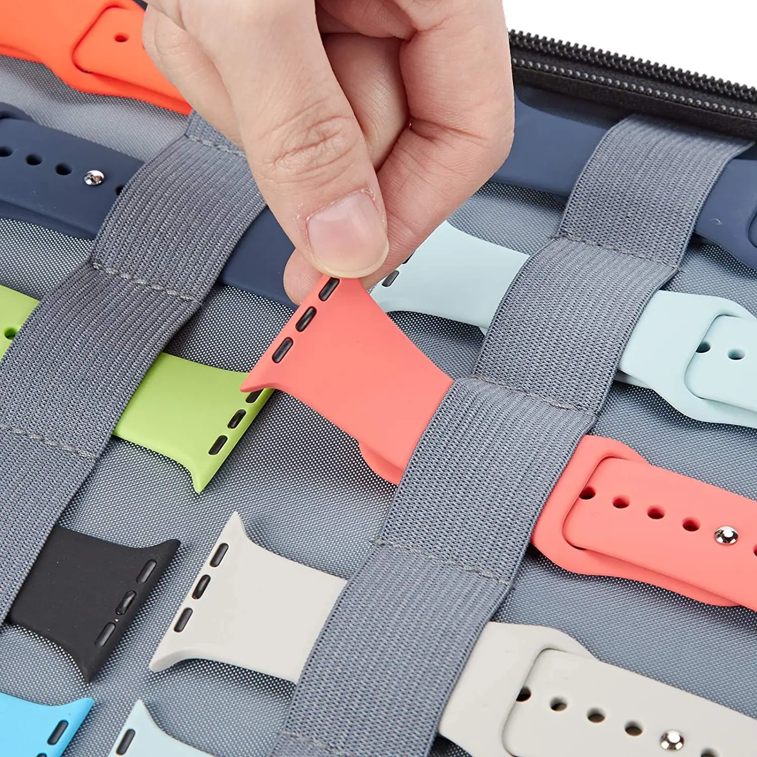 Watch Organizer Case Multifunction Portable Travel for Apple Watch Strap Band Storage Bag Watchband Holder Case Pouch Gray Black