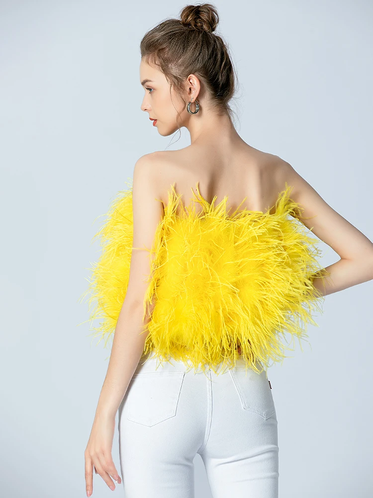 Spring Summer Woman 30cm Long Coat With 22 color Real Ostrich Feather Top Female 100% Natural Fur Fluffy Tops Bra Lady Sexy Wrap enlarge