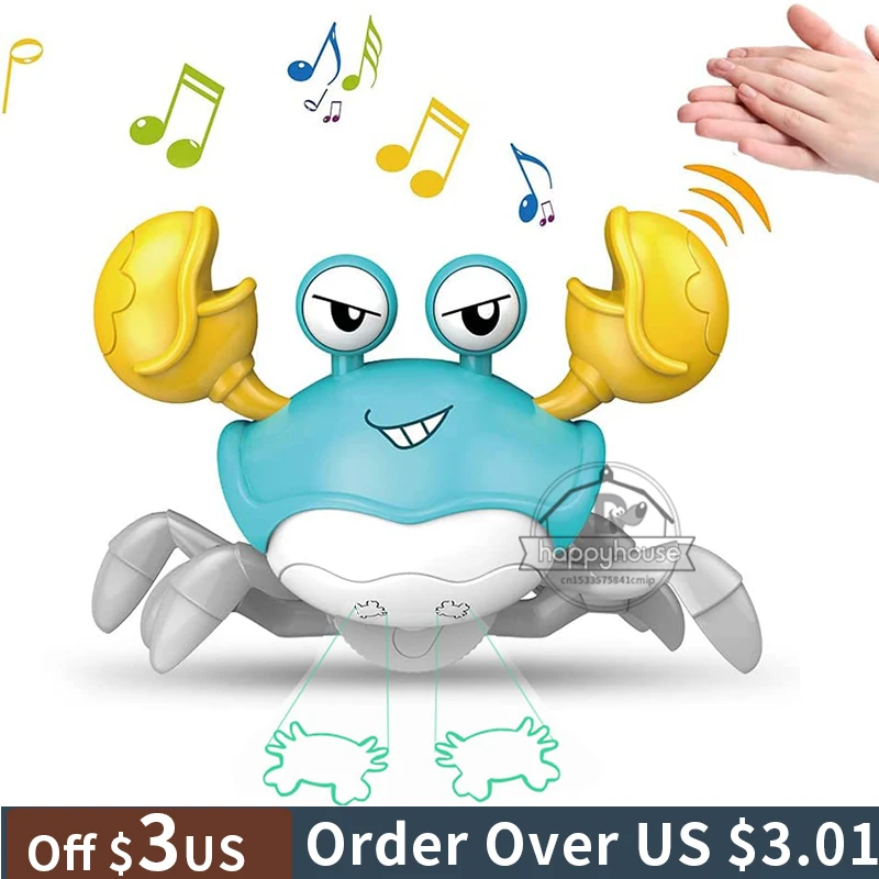 

Crawling Crab Baby Toys with Music Light Projection Musical Toys for Toddler Kids Automatically Avoid Obstacles Interactive Toys