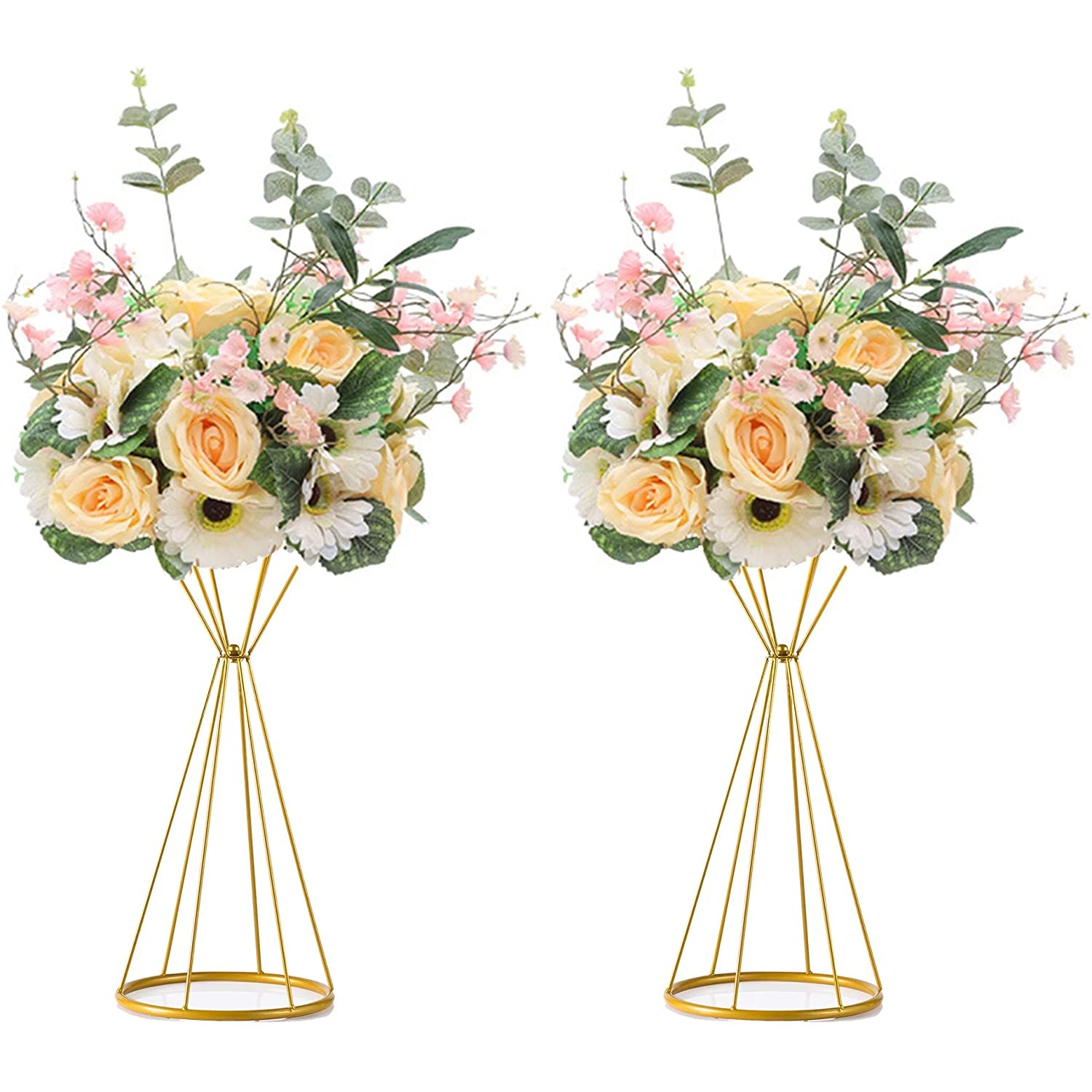 

Gold Centerpieces for Table Wedding Geometric Metal Flower Stands for Centerpiece Tables Metalllic Tall Risers for Tabletop