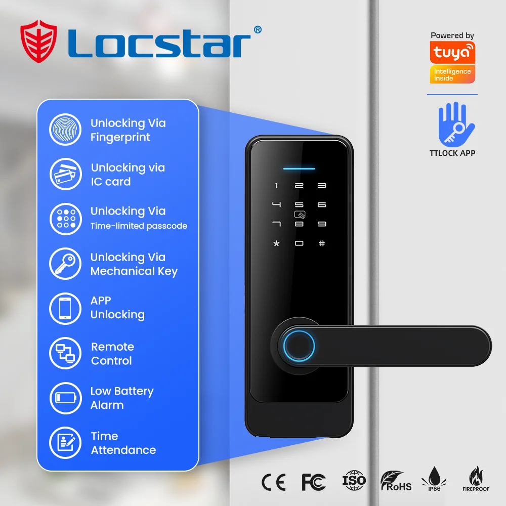 Смарт-замок Locstar Cerradura Inteligente Tuya TTlock приложение Bluetooth цифровая идентификация по