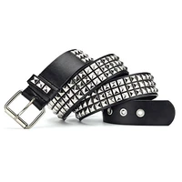 2021 new luxury square bead rivet belt metal pyramid straps men and women punk rock hardware jeans designer female waist belts