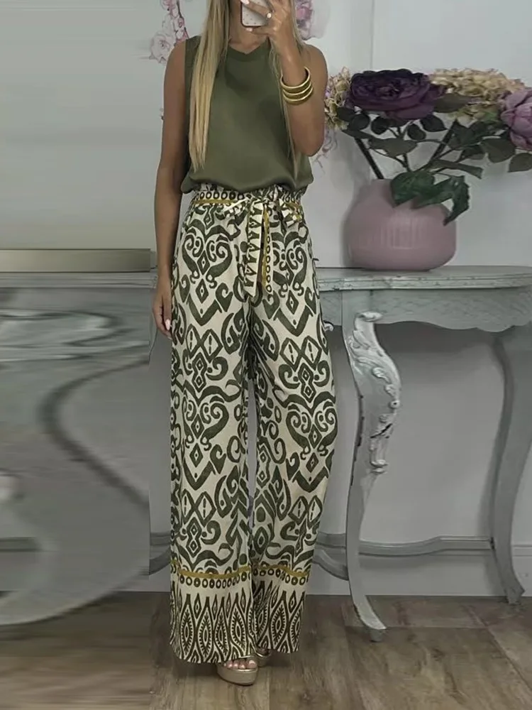 Женские осенние элегантные брюки 2023 Модные свободные прямые с эластичным поясом