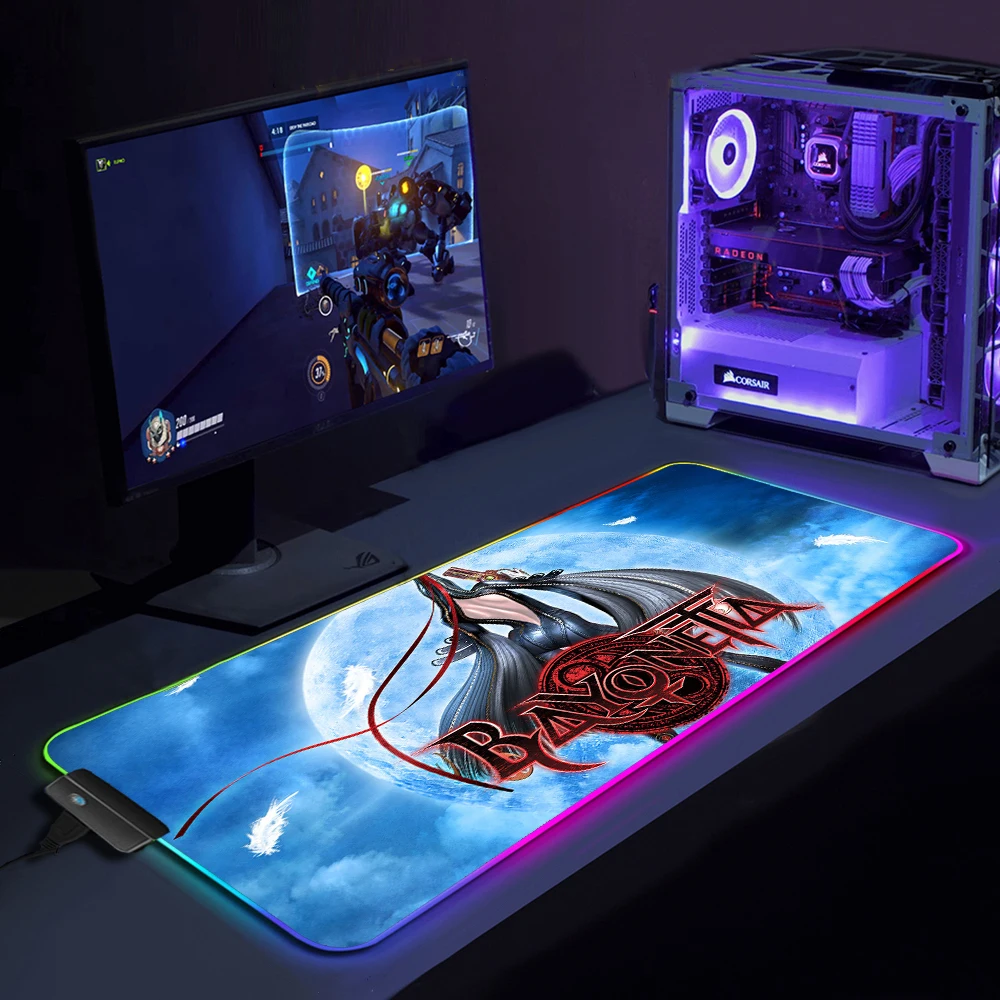 

RGB коврик для мыши bayonetta 900x400, светодиодный коврик для мыши, большой коврик для мыши, геймерская светильник, Rgb, расширенный размер Xxl, игровые ...