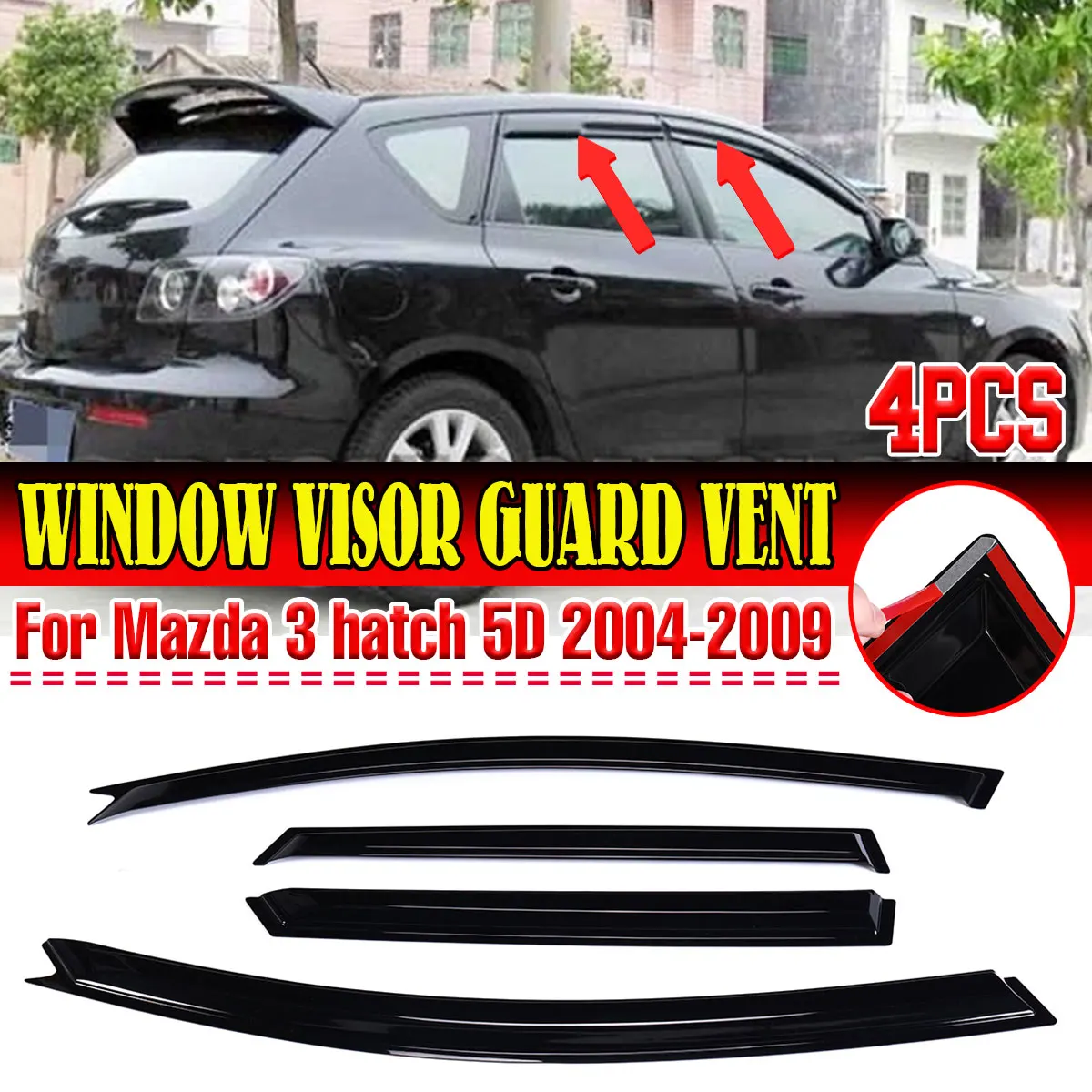 

Высококачественный автомобильный дефлектор козырька для боковых окон, ветровой дефлектор для Mazda 3 BL BK BM BN седан, Люк 2004-2019, дождевые солнцезащитные экраны
