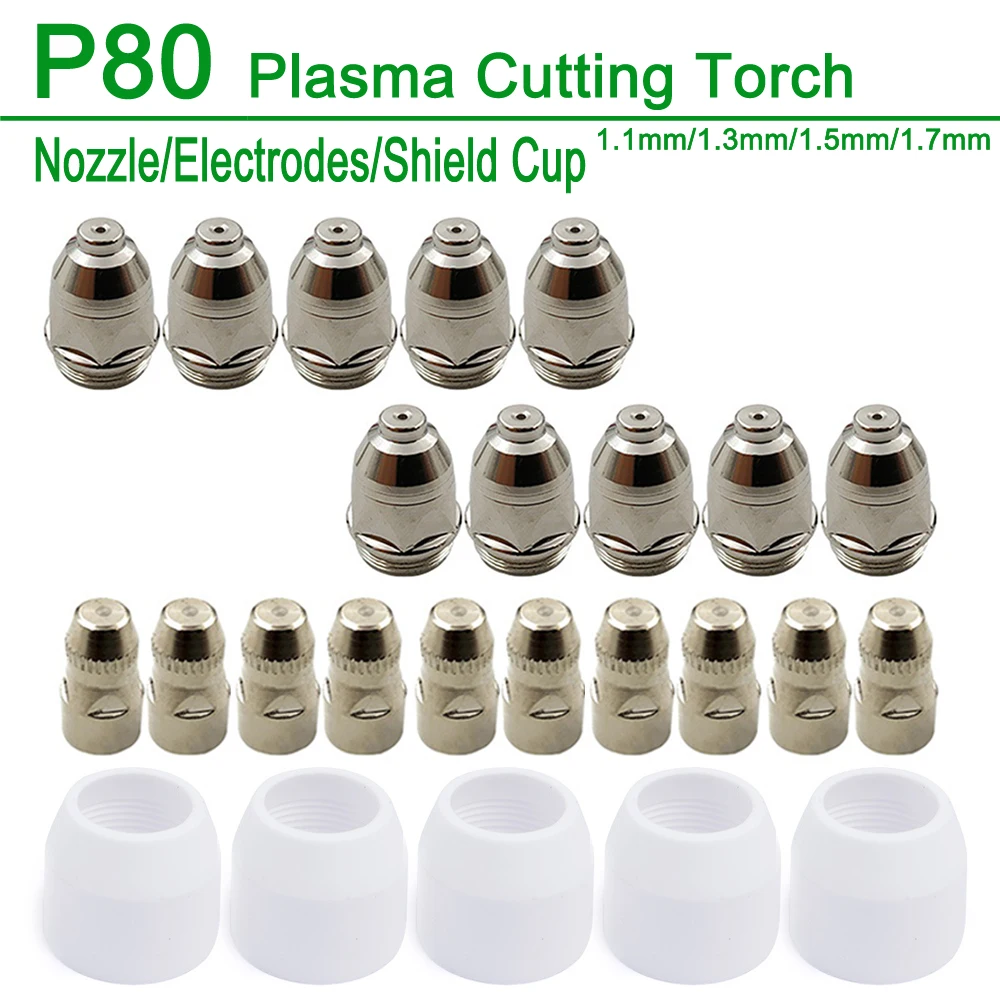 20pcs/Lot Premium P80 Plasma Cutting Torch Consumable Cutting 60A 80A 100A P80 CNC Plasma Torch Tip Electrode Nozzle