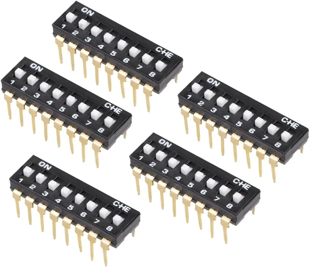 

Keszoox 5 Pcs Black DIP Switch 1-8 Positions 2.54mm Pitch for Circuit Breadboards PCB