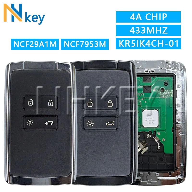 Фото NH KEY FCCID:KR5IK4CH-01 для Megane 4, Talisman, Kadjar, Espace 5, Clio 5, Zoe 2, Koleos, Captur, Scenic, 433 МГц, чип 4A, NCF29A1M/NCF7953M №1