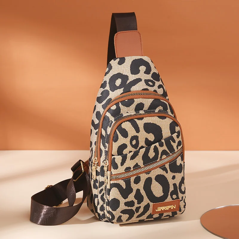 

Женская нагрудная сумка из мягкой искусственной кожи с леопардовым принтом