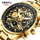 NIBOSI 2022 New Mens Watches Fashion Skeleton Quartz Watch Luxury Gold Stainless Steel Strap Men Wristwatch Relogio Masculino Other Image