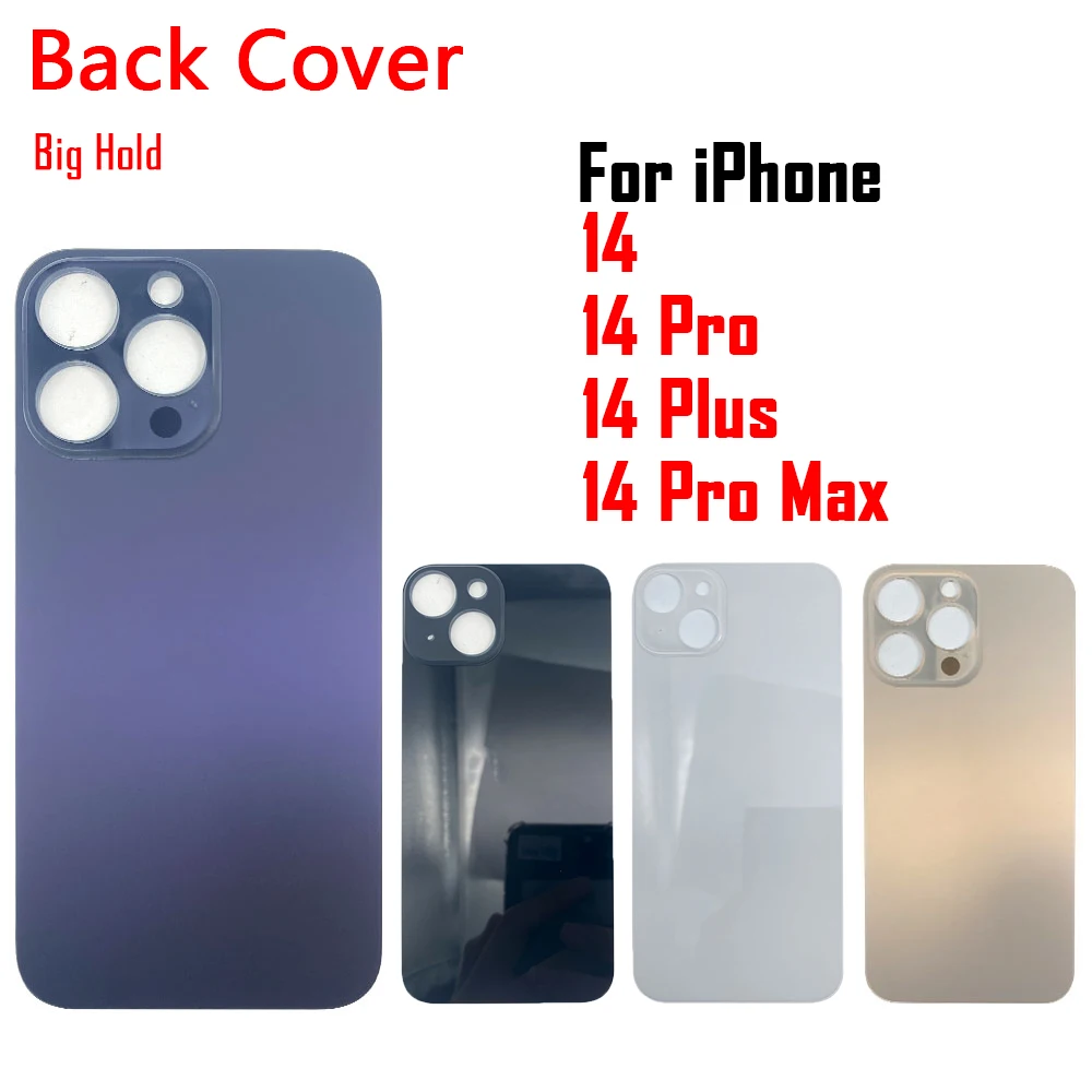 

Big Hole Back Glass Cover Replacement For iPhone 14 Plus 14Pro Max Battery Cover Rear Door Housing Case Parts With Sticker