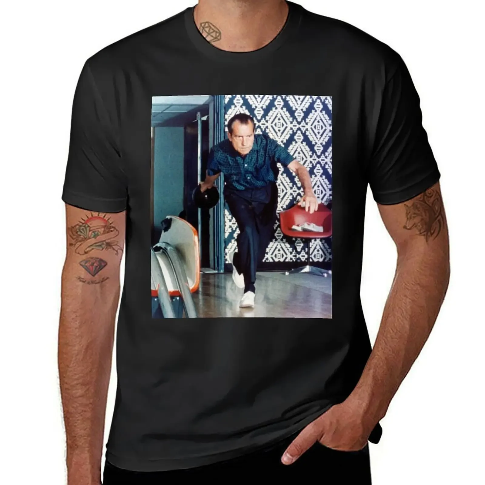 Футболка Richard Nixon Bowling рубашки большого размера мешковатые мужские хлопковые