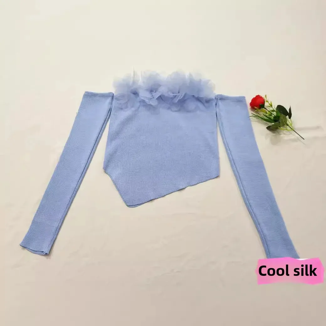 Весенне-осенний облегающий сладкий пряный укороченный топ с открытыми плечами