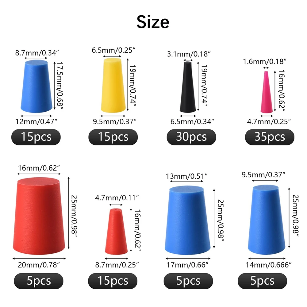 125 шт. набор конических заглушек из силикона и резины для закрытия отверстий во