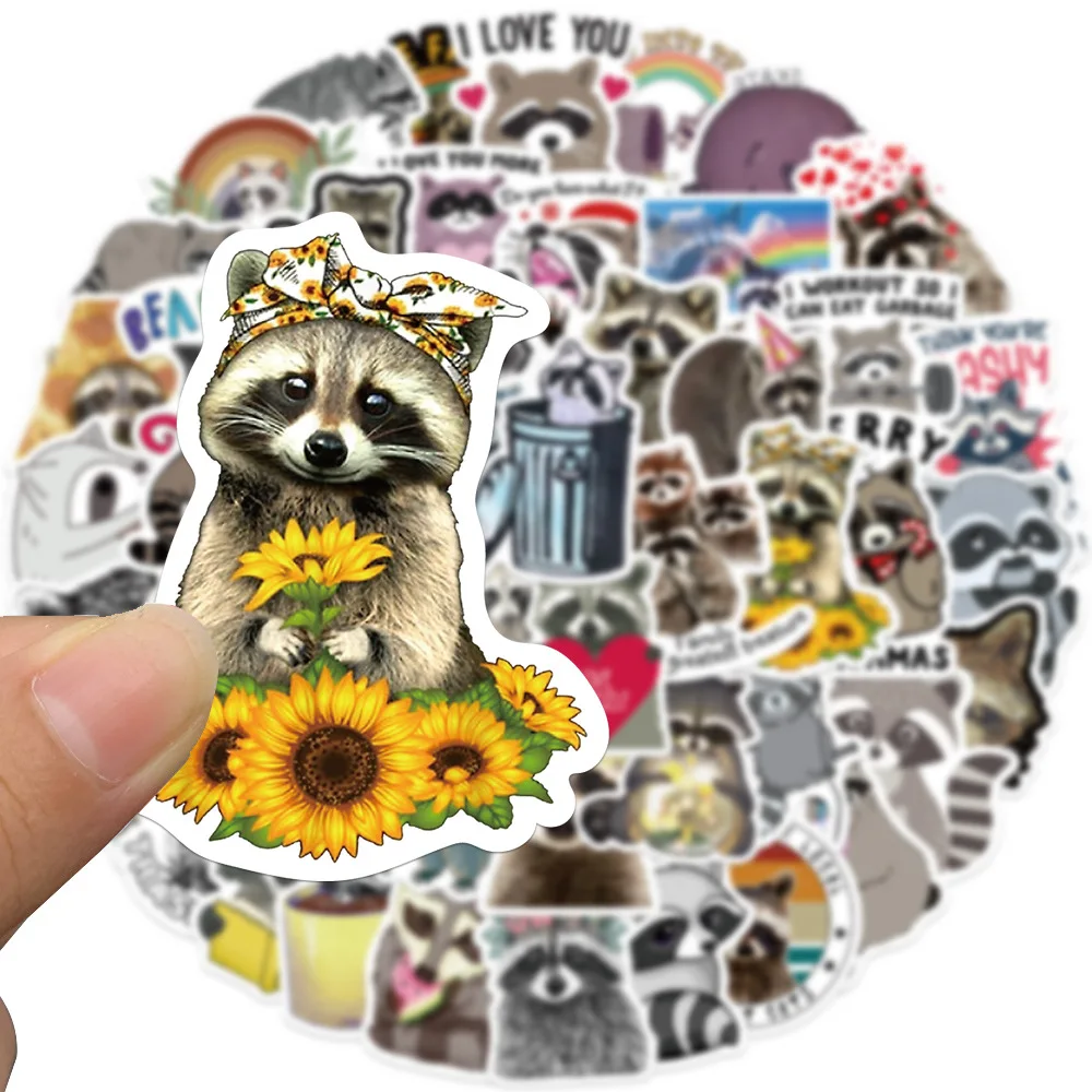 

50pcs Animal Raccoon Sticker Graffiti Glasses Cups Waterproof Stickers Skateboard Travel Pencil Cases Suitcase Phone DIY Toys