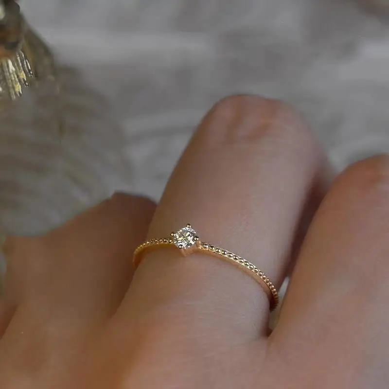 

Женское позолоченное кольцо с цирконом, из серебра 925 пробы