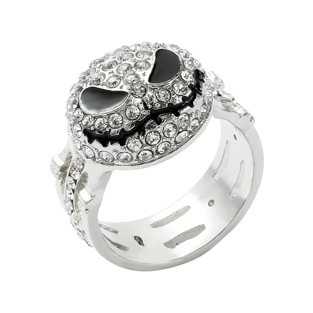 

Disney The Nightmare Before Christmas Jewelry Jack Skellington Crystal Rings Hip Hop Accessories Women Men Fashion Jewellery