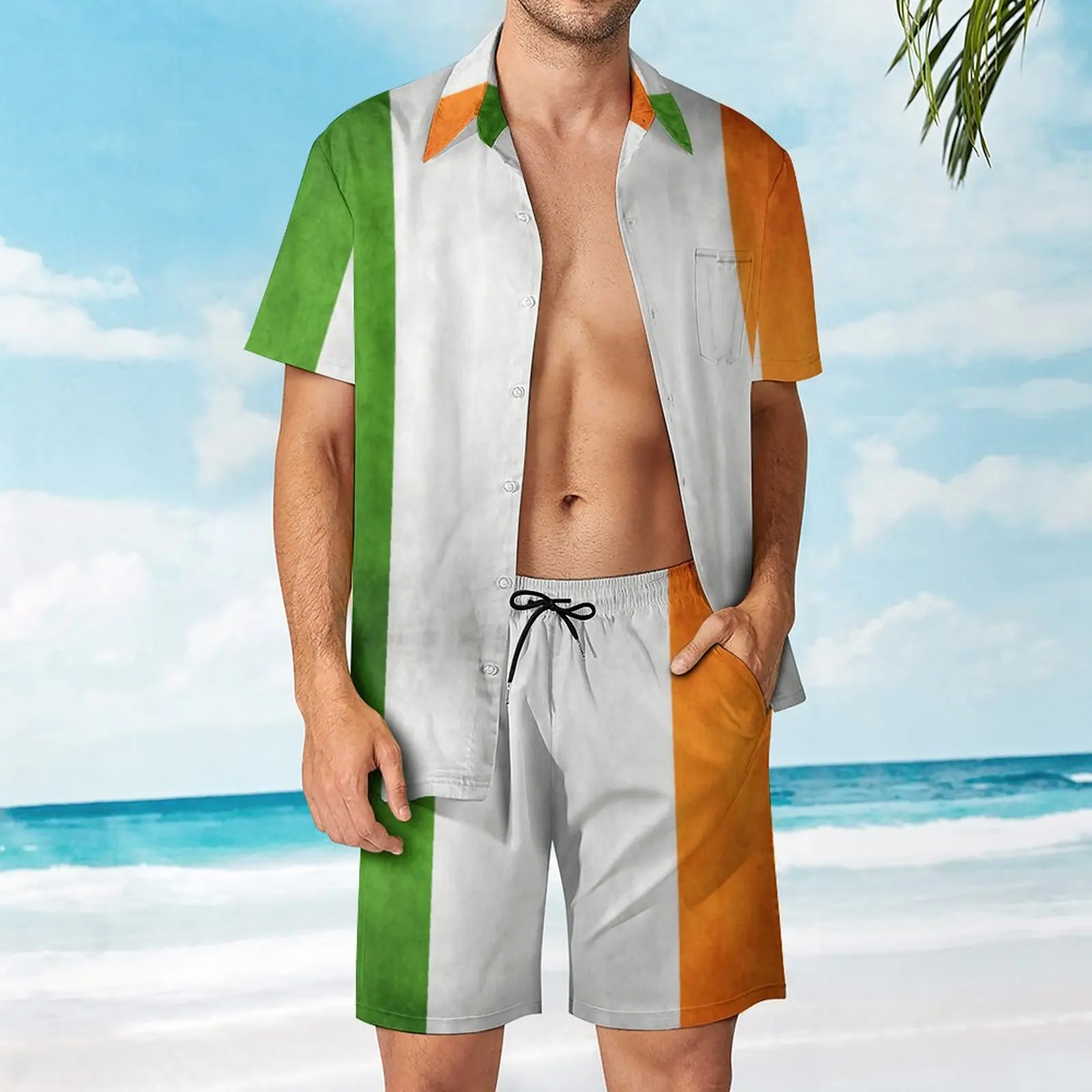 

Ireland Irish Flag National Flag of Ireland Men's Beach Suit Graphic Cool 2 Pieces Pantdress High Grade Beach USA Size