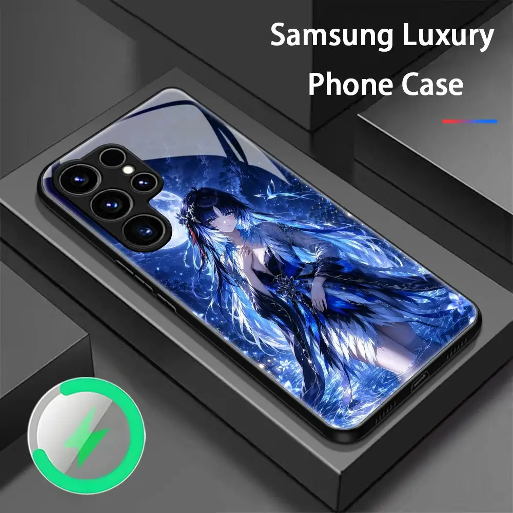 Фото Чехол для телефона Wuthering Waves Yangyang Xuanling для Samsung S26 S25 S24 S23 S22 S21 Plus Ultra Note20, стеклянный магнитный чехол №2
