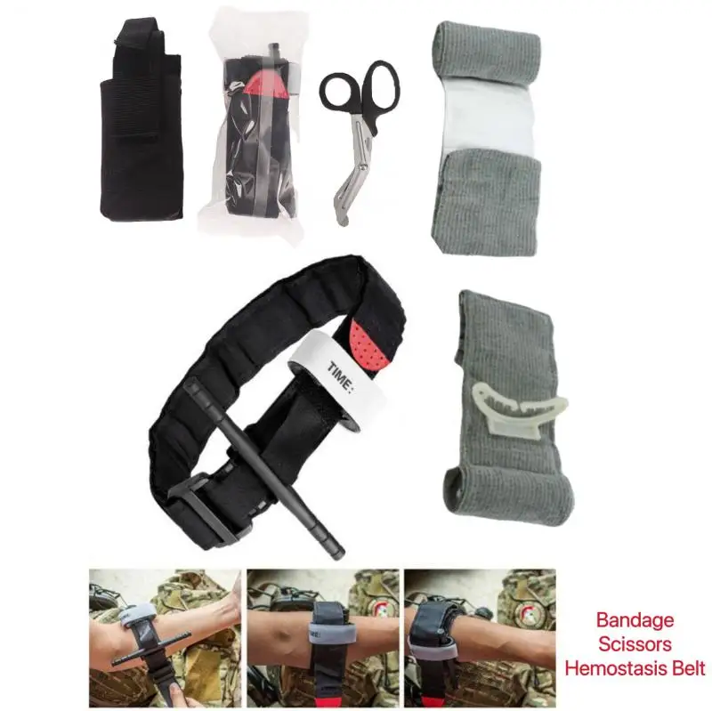 

First Aid Emergency Bandage Hemostasis Belt Scissors Tourniquet Pouch Holder Survival Tactical Combat Military Safety Tools