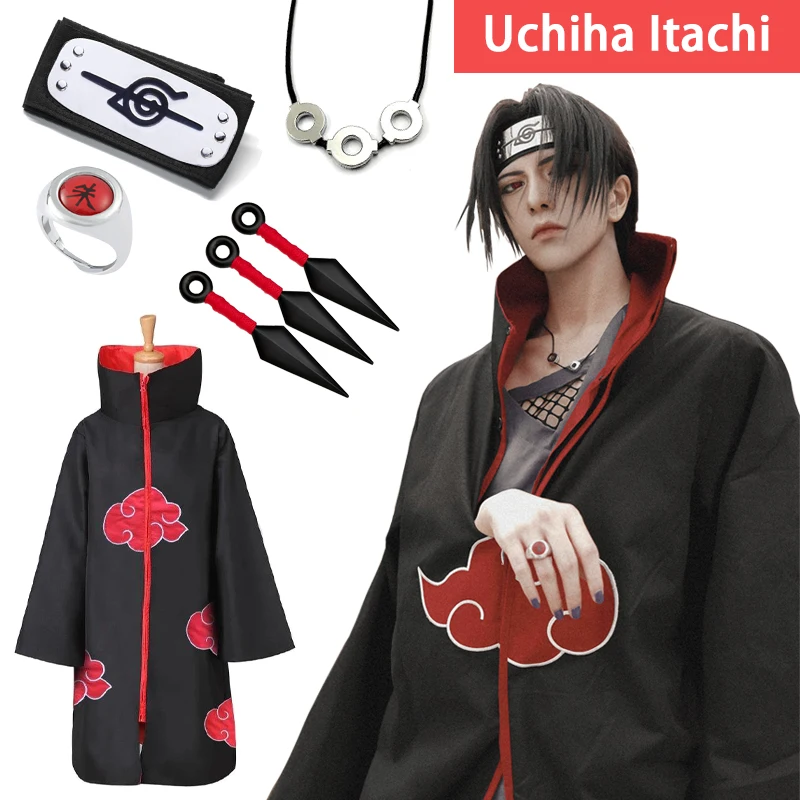 Uchiha Itachi Akatsuki красное облако Плащ Аниме Наруто Костюм для косплея ниндзя ожерелье