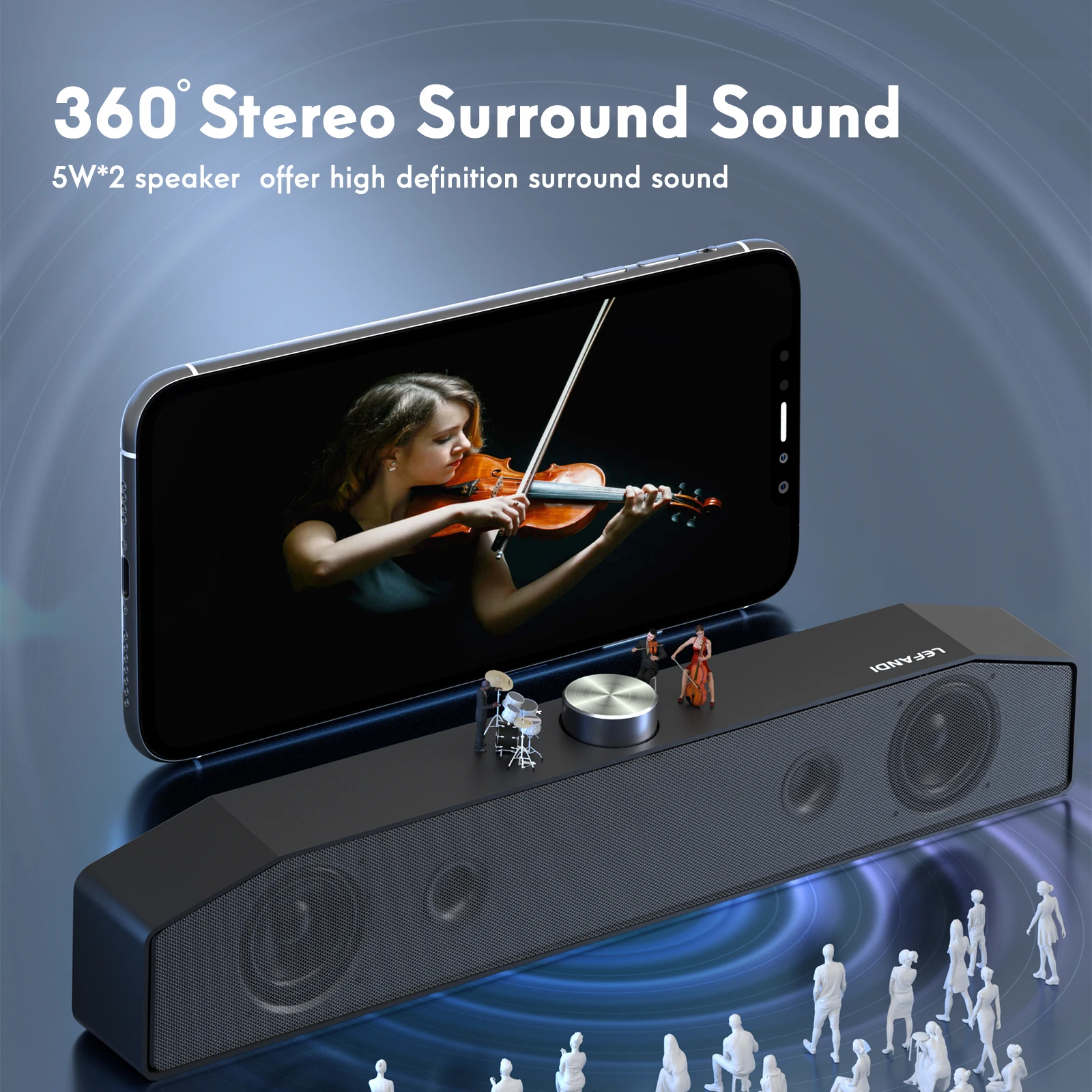 

Computer Speakers Bar RGB PC Soundbar with Stereo Sound, Bluetooth 5.0 Aux-in Connection USB Wired High Quality Subwoofer