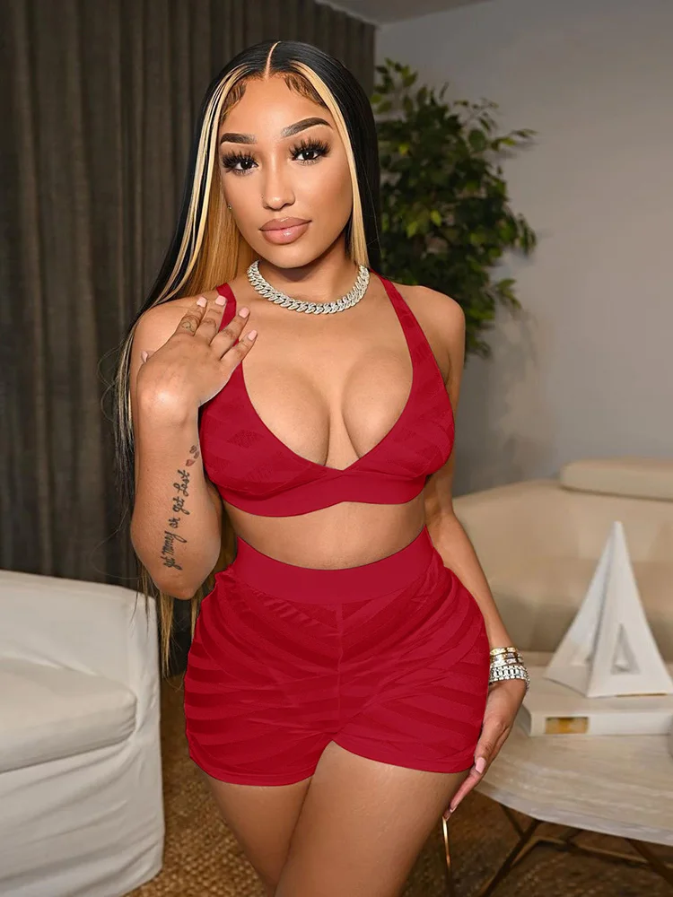 

Fashion sexy set temperament super short tank top shorts two-piece set women