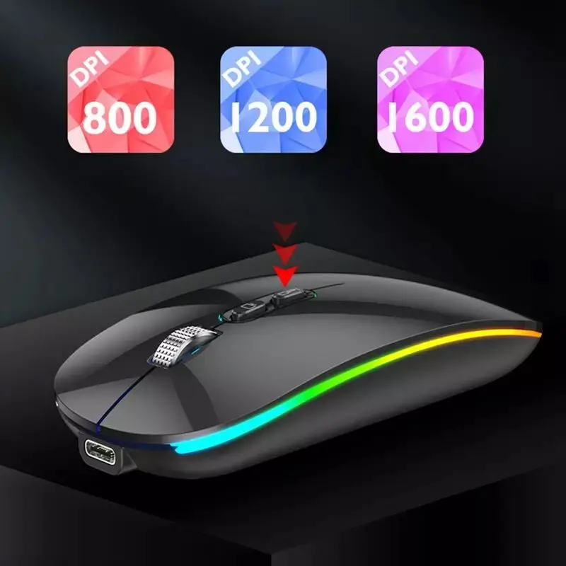 Dual Mode Bluetooth Wireless Mouse with One-Click Desktop Function Type-C Rechargeable Silent Backlit Mice for Laptop PC New |