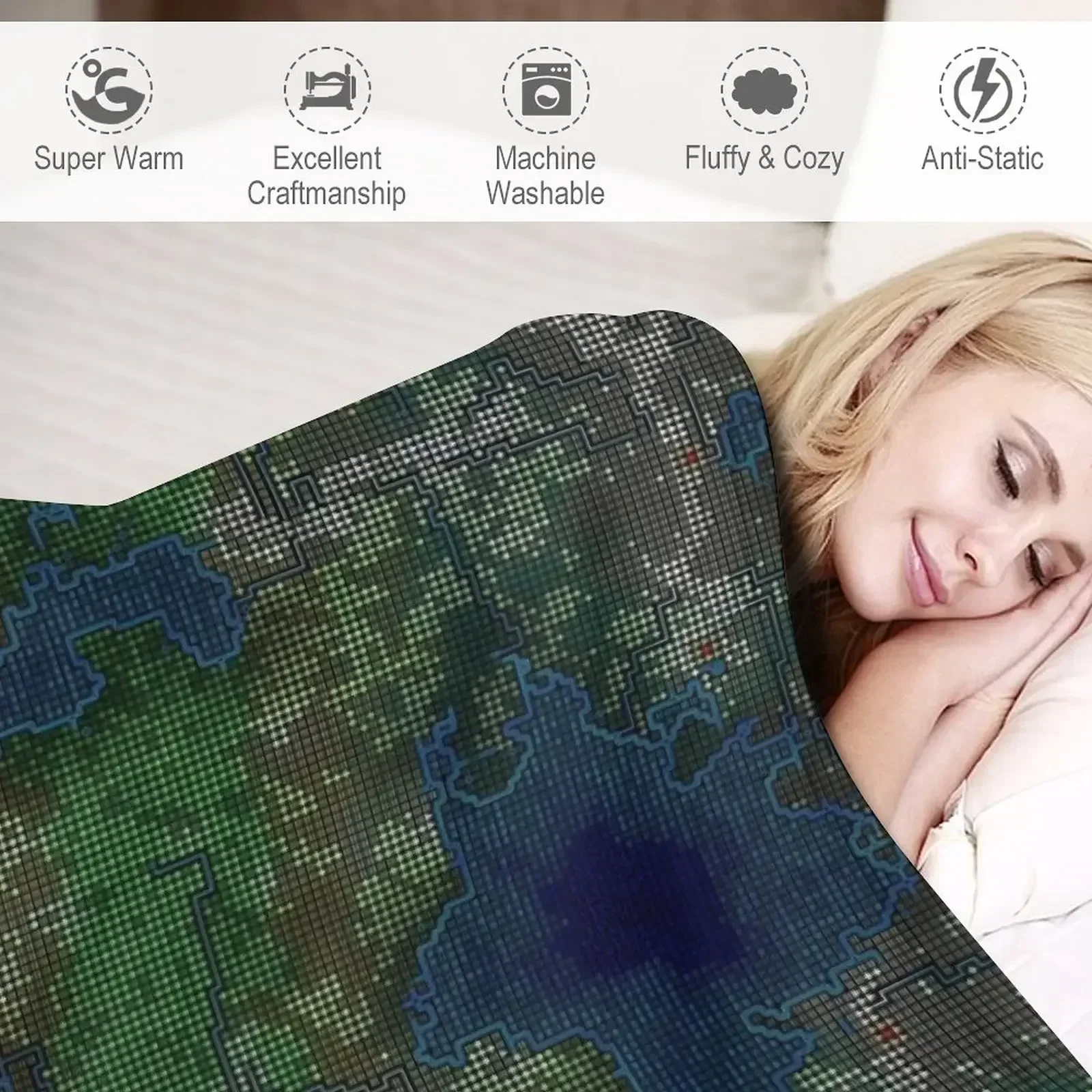 Плед Dwarf Fortress World in Super Ultra 4K HD ASCII модное летнее гигантское одеяло для дивана