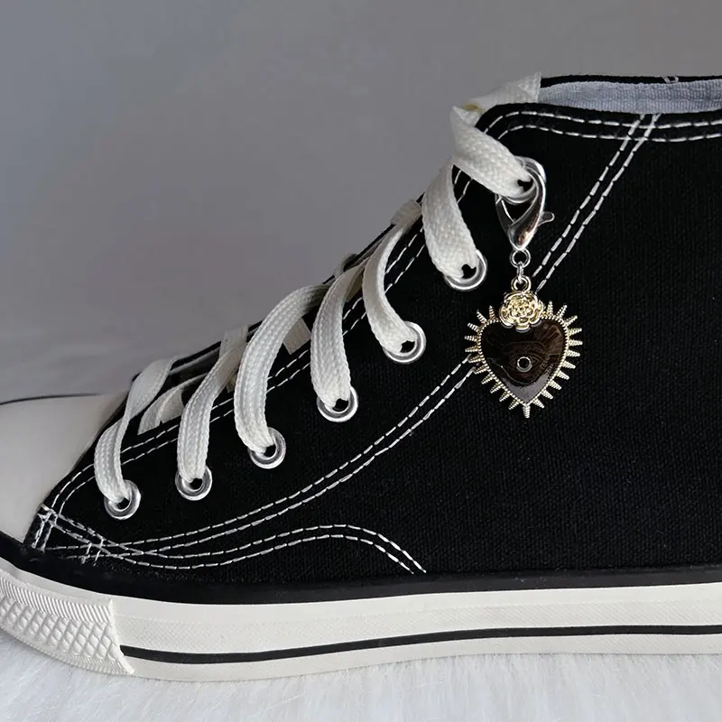 Enamel Goth Rose Flowers Heart Shoe Buckles Turkish Evil Eye Pendant For Shoes Gothic Punk Jewelry Accessories Wholesale Gifts