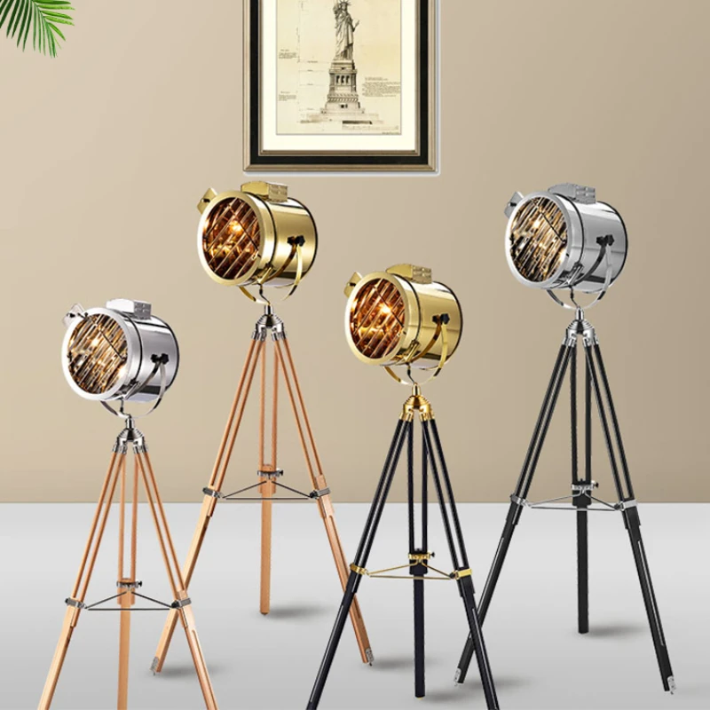 

Wanjian Nordic Retro Industrial Wind Floor Lamp Creative Bedroom Bedside Navy Studio Searchlight Vertical Table Lamp