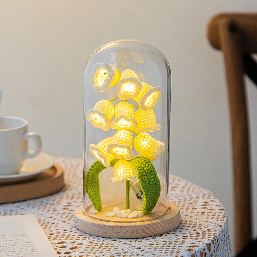 

Аксессуары для стола, прикроватная лампа, домашний декор, атмосферная лампа, тканый ночной Светильник тюльпан, креативный искусственный цв...