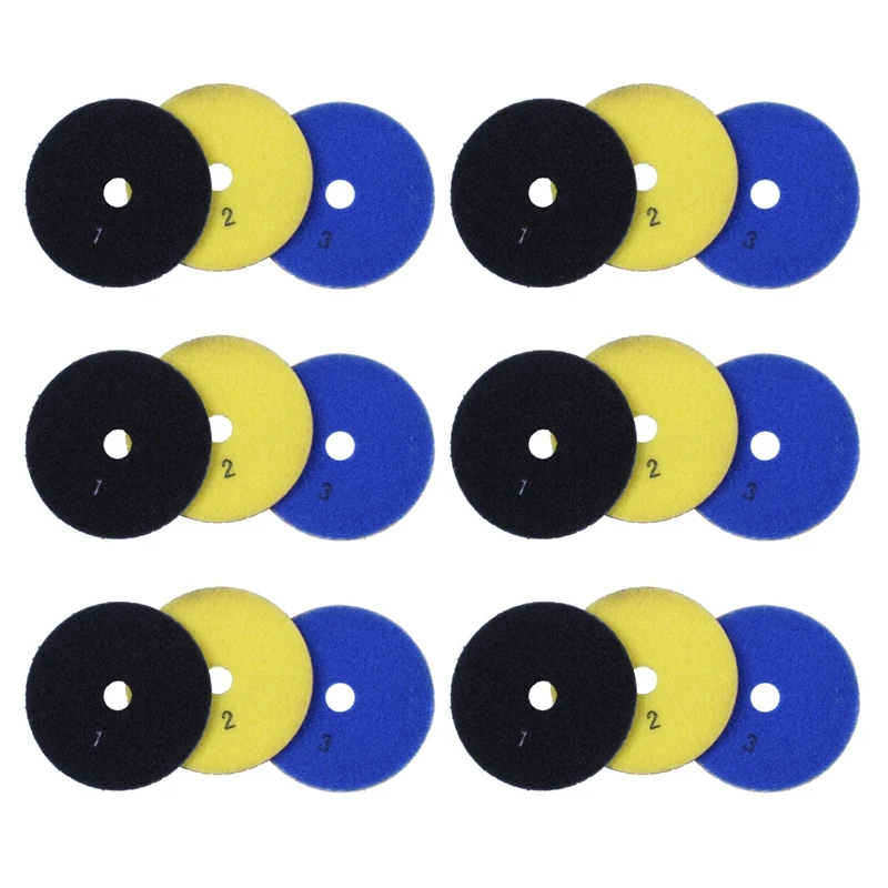 

JHD-18 штуки 100 мм алмазные гибкие влажные и сухие полировальные колодки 3-ступенчатый полировка пола для каменной мраморной плитки