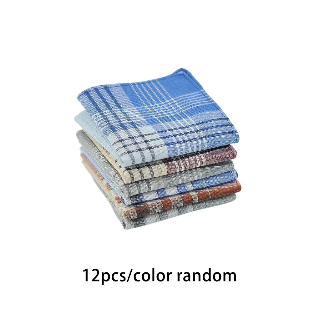 

12 Pieces Plaid Handkerchiefs Classic Pocket Hanky Casual Chest Hankies Vintage Style Towel Outdoor Random Color