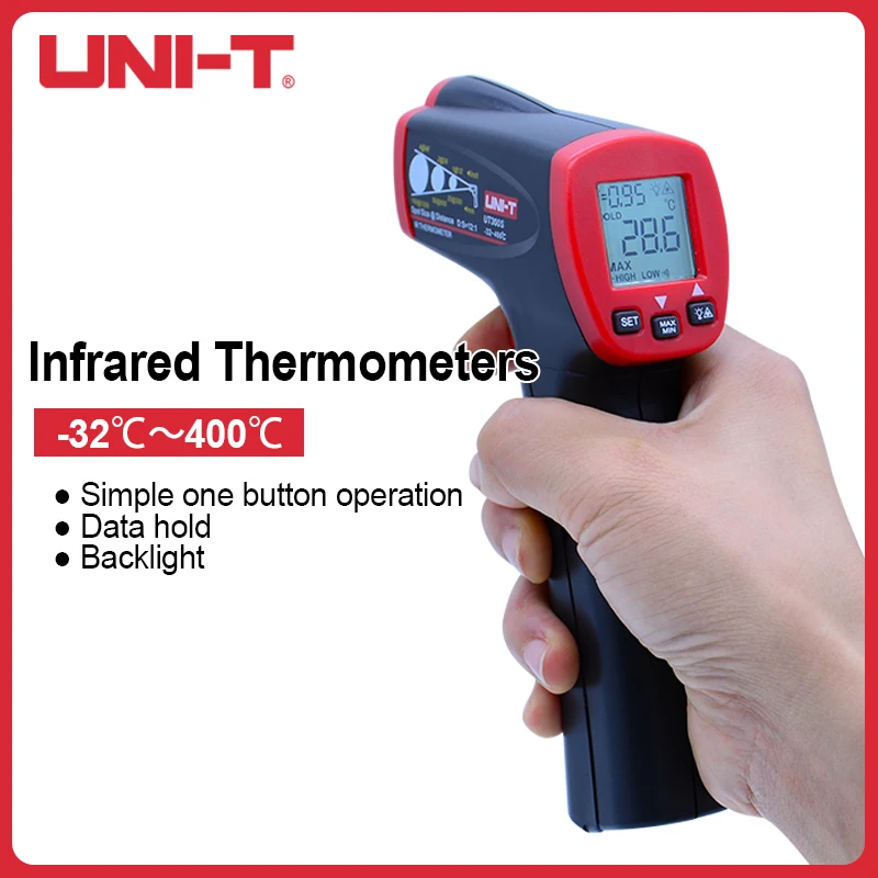 

UNI-T Non-Contact Infrared Digital Thermometer Handheld Temperature Laser Scan Max Min Display Measurement Device UT300S