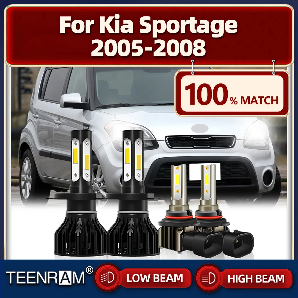 240W LED Car Headlight Bulb 6000K White High Low Beam Fog Light 12V 24V Plug And Play For Kia Sportage 2005 2006 2007 2008