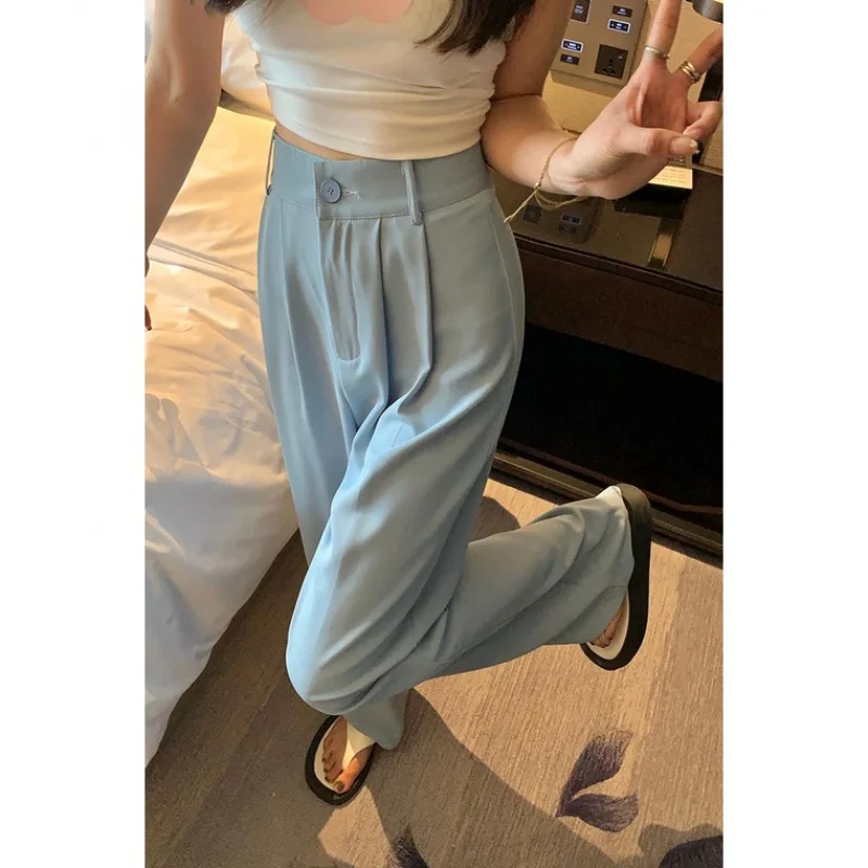 

Брюки с завышенной талией, драпированные широкие свободные и тонкие повседневные брюки