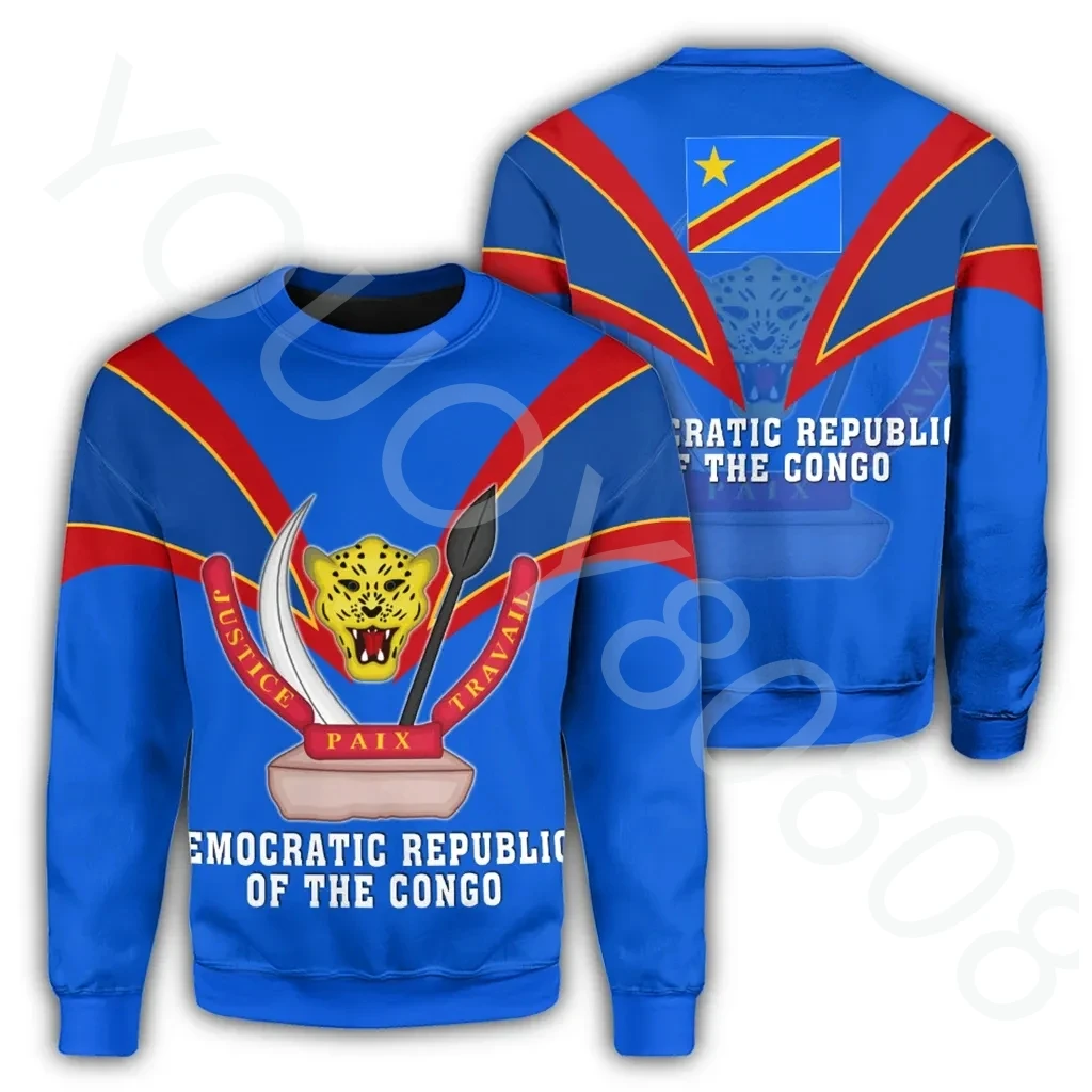 

African Region Men's Crew Neck Sweatshirt Sweatshirt Print DRC Sweatshirt Fangs Style Autumn Winter Sweatshirt