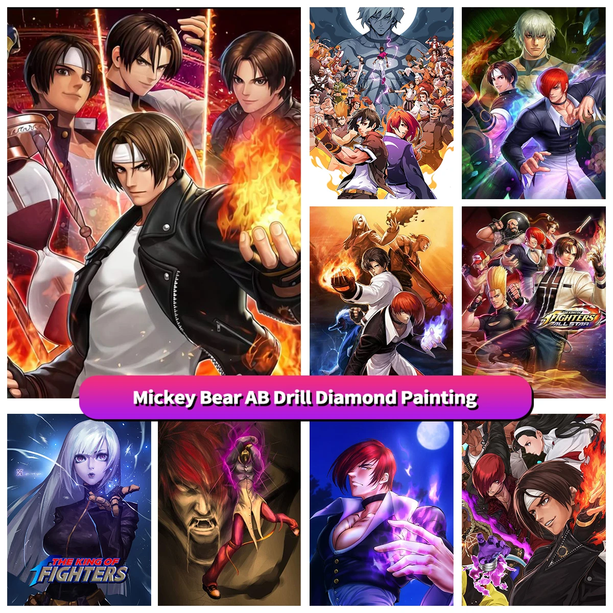 Постер KOF Diy AB с изображением персонажа, алмазная живопись, Классическая боевая игра, Обложка, Хрустальная Вышивка крестиком, веер, подарок, декор комнаты