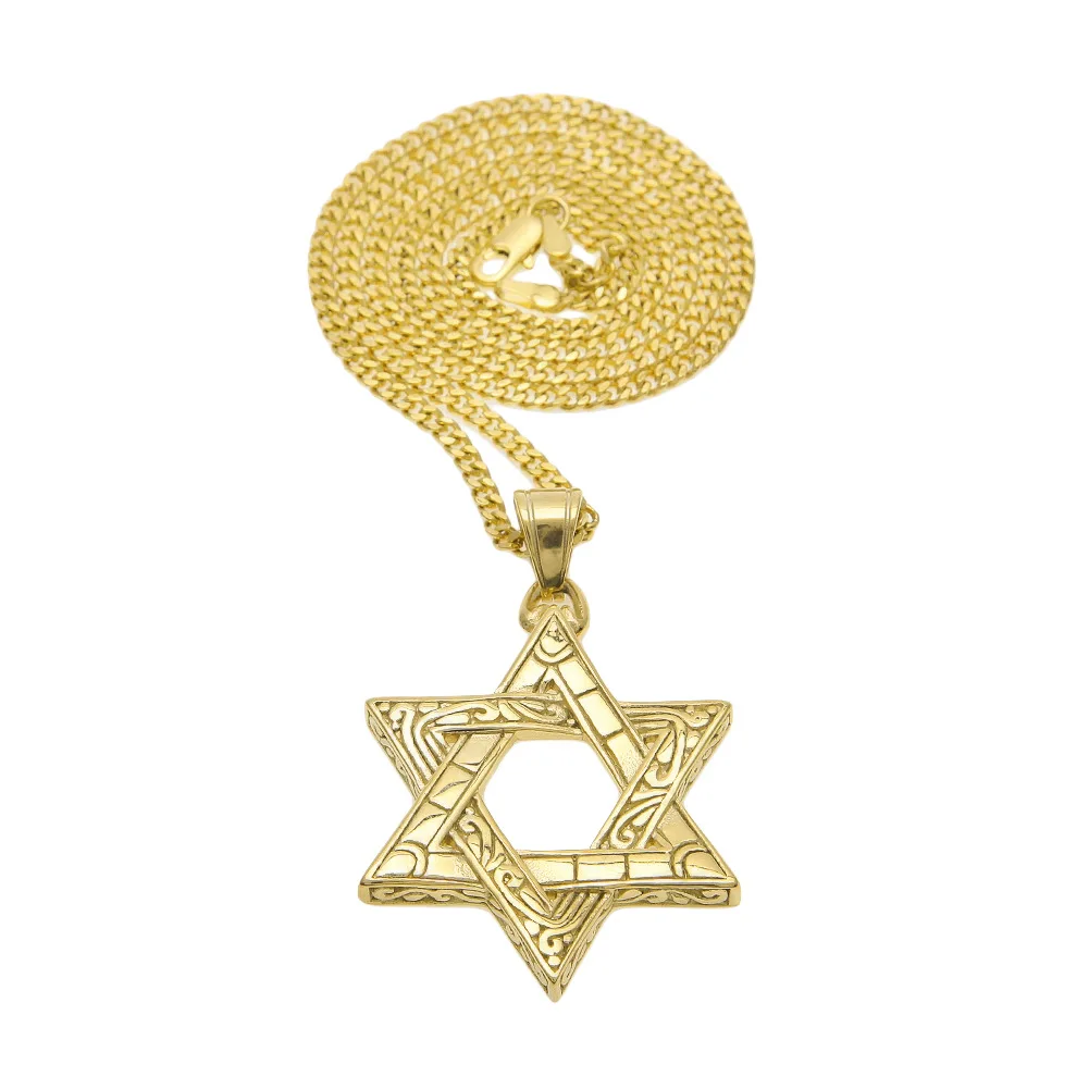 

Sculpted Stainless Steel Hiphop Necklace Hot Selling Hiphop Star of David Pendant