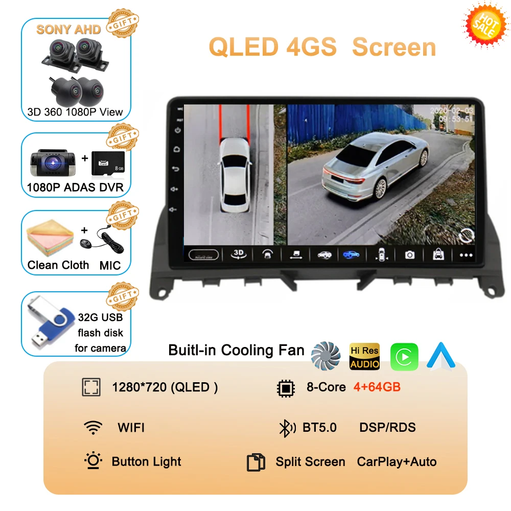 

Android 15 для Mercedes Benz C Class 3 C220 C180 W204 S204 2006-2011 Автомобильный Carplay Радио Стереоприемник Мультимедийный экран