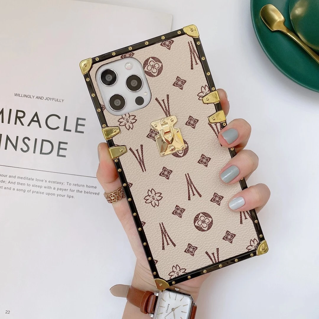 Fashion Square Leather Phone Case For Xiaomi Redmi Note10 Pro 10S 9S 9 8 8T 9T 10 11 Lite X3 M3 Luxury Geometric Soft Back Cover