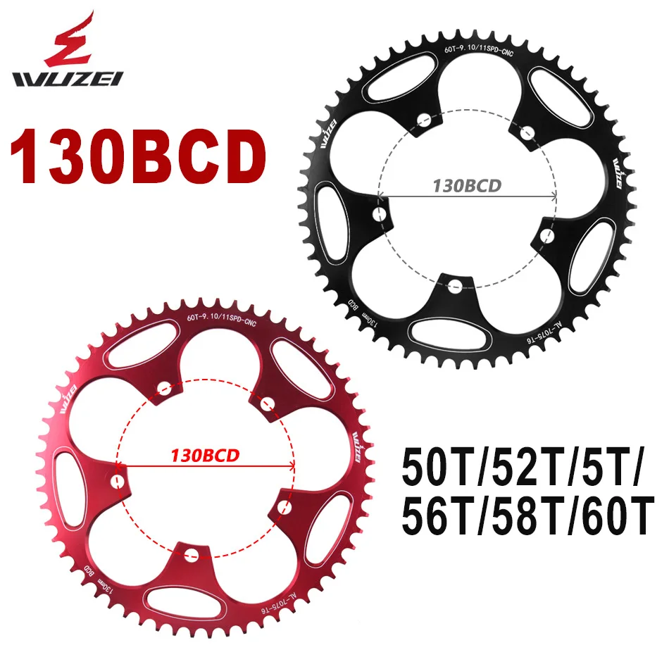 WUZEI 130BCD Road Bike Chainring 50/52/54/56/58/60T Bicycle Sprocket BCD 130 Folding Narrow Wide Chainwheel Cycling Parts |
