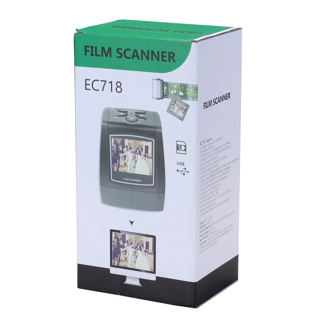 

High Resolution 14MP/22MP 110 135 126KPK Super 8MM Negative Photo Scanner 35mm 2.4"LCD Slide Film Scanner Digital Film Converter