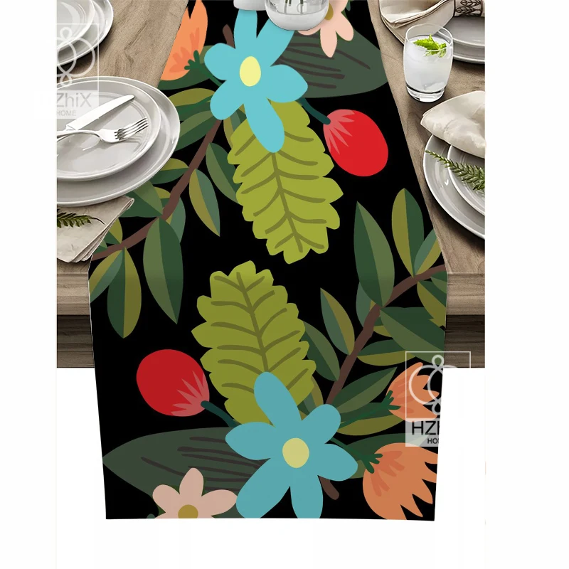 

Flower Table Runner Kitchen Table Decoration Waterproof Table Mat Modern Indoor Outdoor Family Wedding Party Hotel Festival Gift
