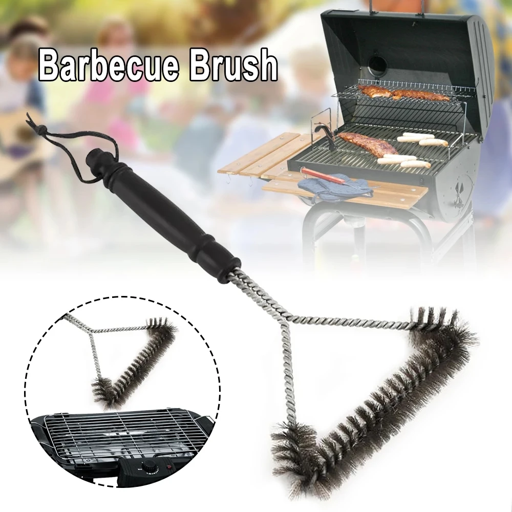 

Outdoor Barbecue Cleaning Wire Brush Stainless Steel Cooking Tool Wire Brush Triangle Cleaning Brush Kitchen Accessories