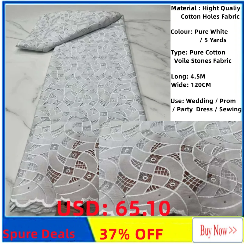 

Африканская чистая белая хлопчатобумажная сухая искусственная Высококачественная швейцарская вуаль в Швейцарии ткань Нигерия для свадеб...