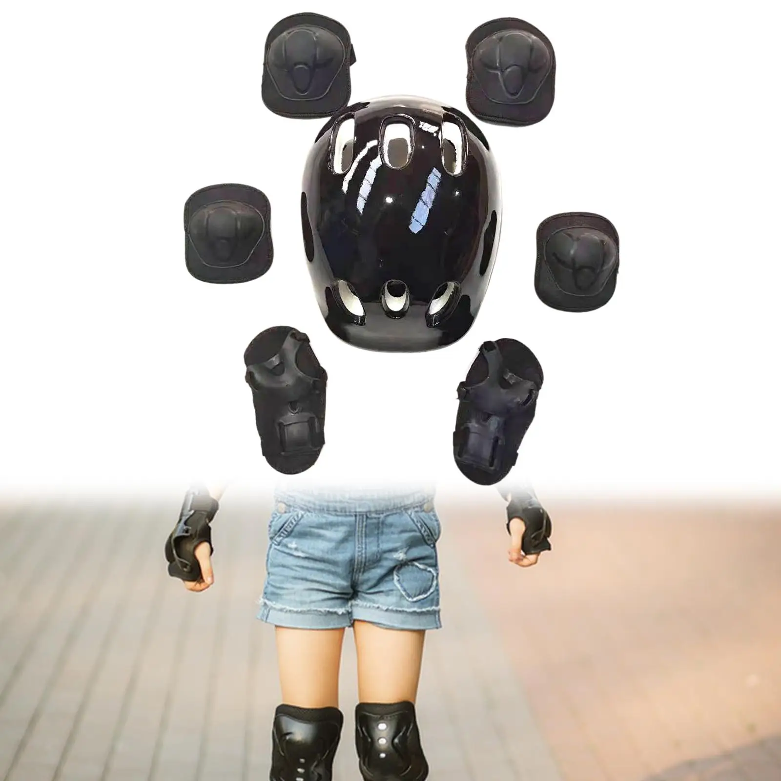 7 шт./компл. детский велосипедный шлем ударопрочный амортизирующий для катания на